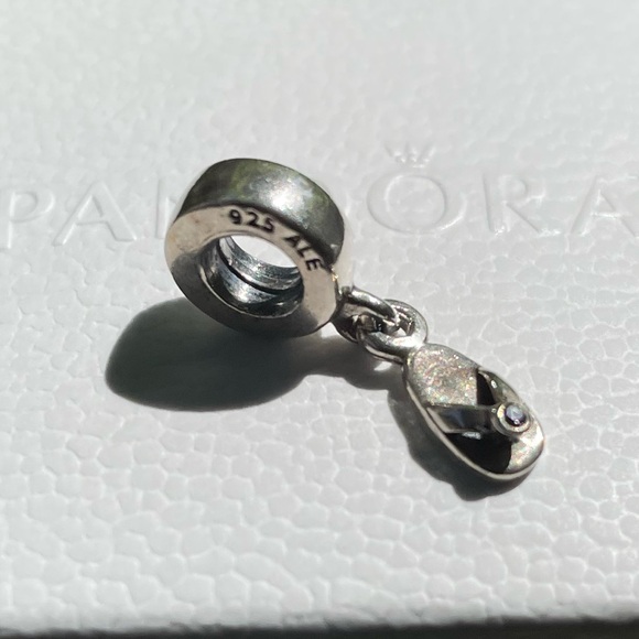 Authentic Pandora flip flop sandal dangle charm sterling silver and cz - Picture 2 of 6